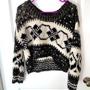 Black and White Crop Sweater